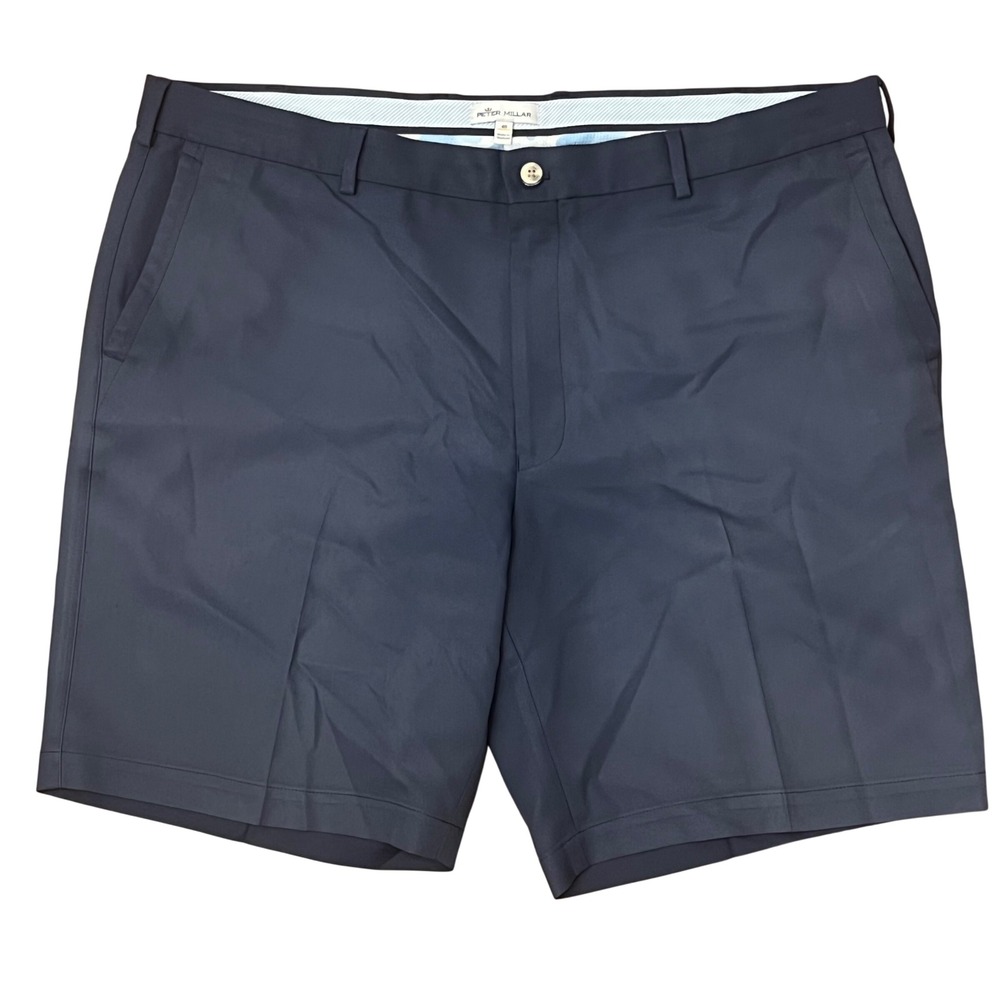 Peter Millar Performance Golf Shorts Mens 40 Navy Blue Solid Breathable Athletic